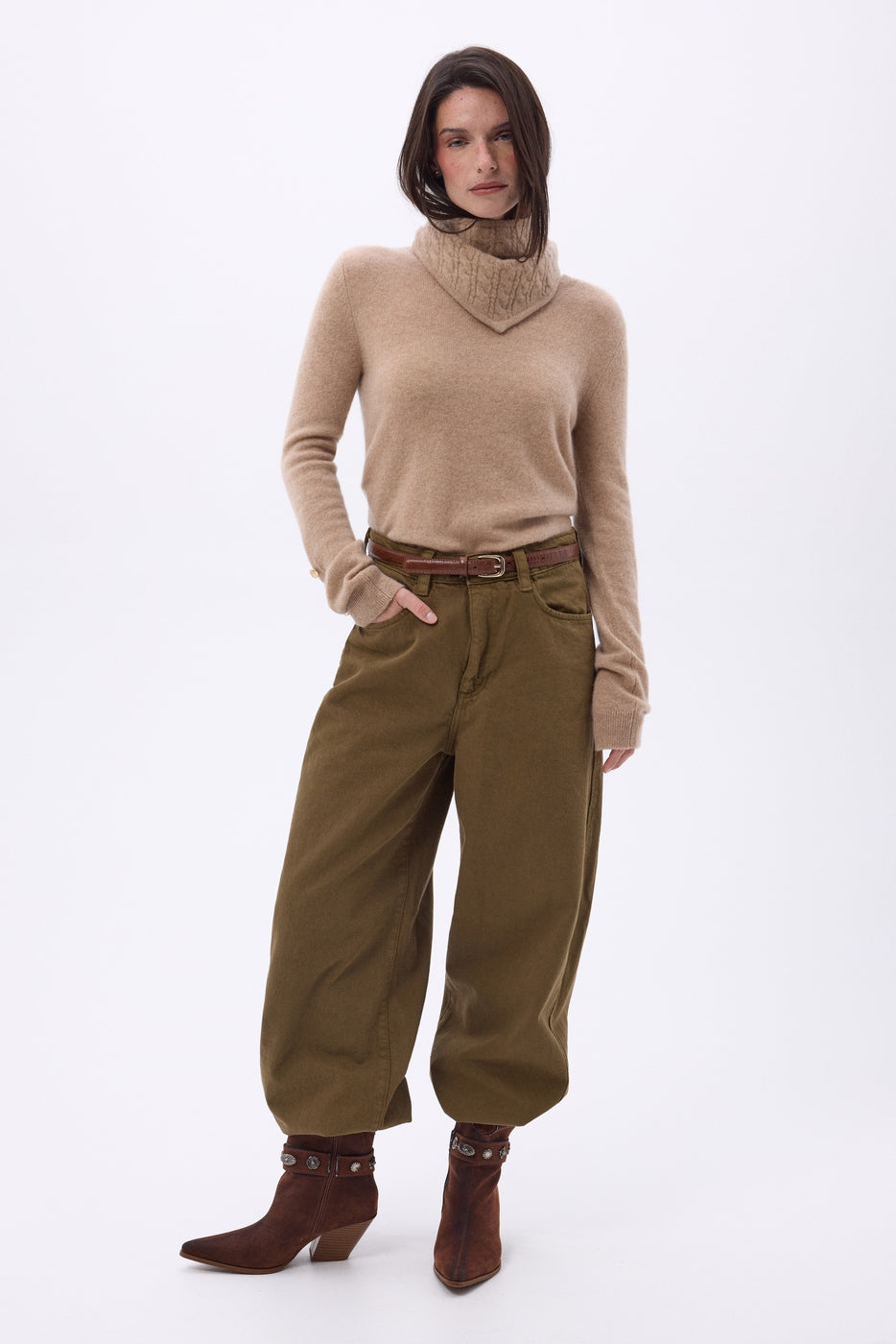 Echarpe Triangle Torsades Tory - Beige Creme - Femme