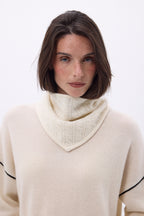 Echarpe Triangle Torsades Tory - Blanc - Femme