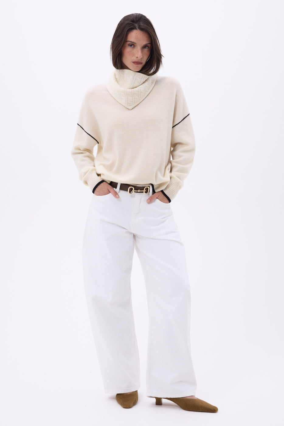 Echarpe Triangle Torsades Tory - Blanc - Femme