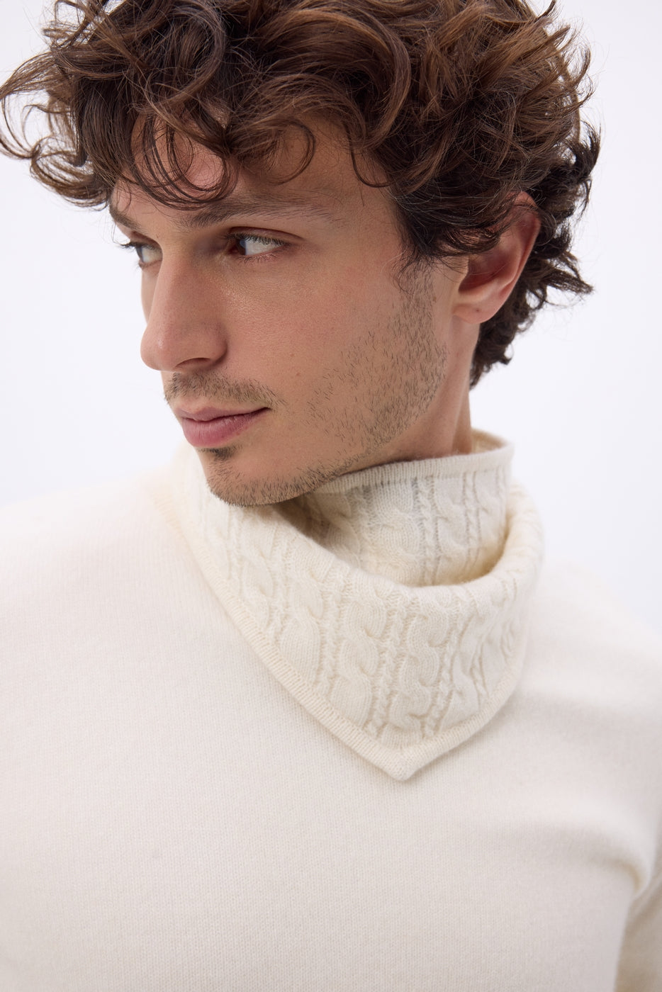 Echarpe Triangle Torsades Tory - Blanc - Homme