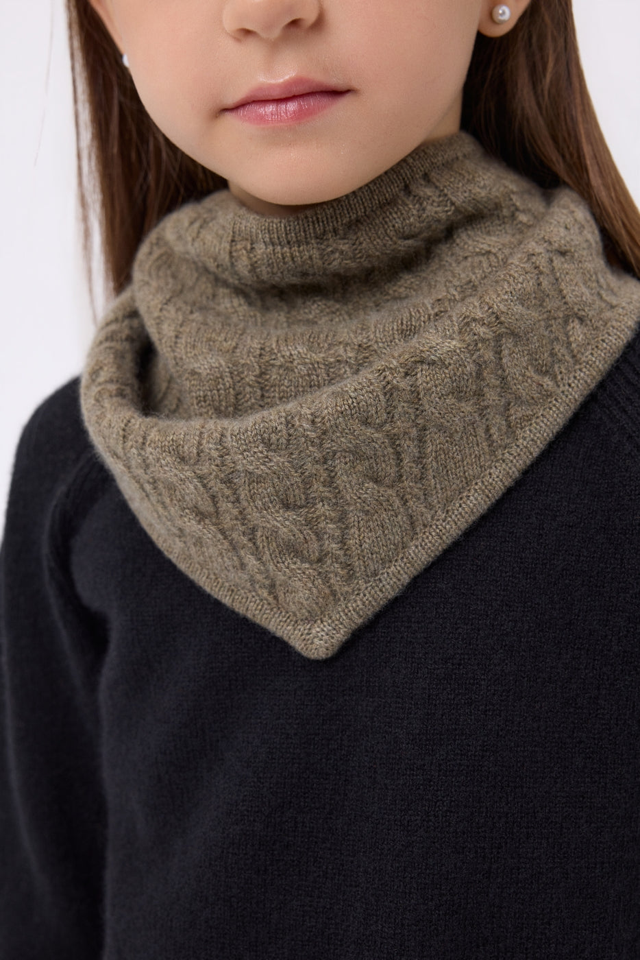 Echarpe Triangle Torsades Tory - Khaki Chine - Enfant
