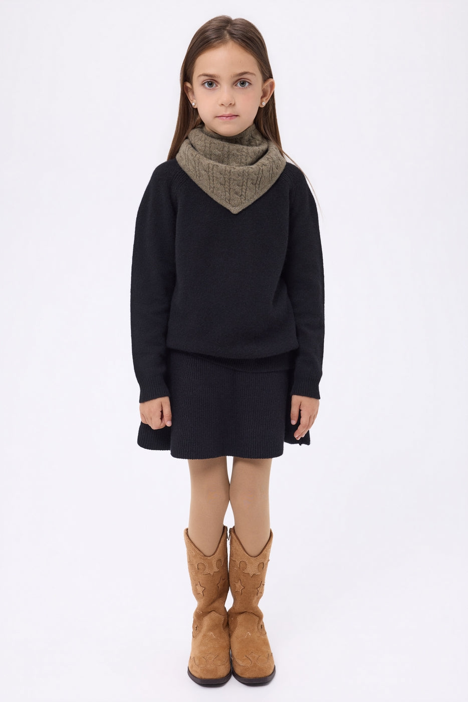Echarpe Triangle Torsades Tory - Khaki Chine - Enfant