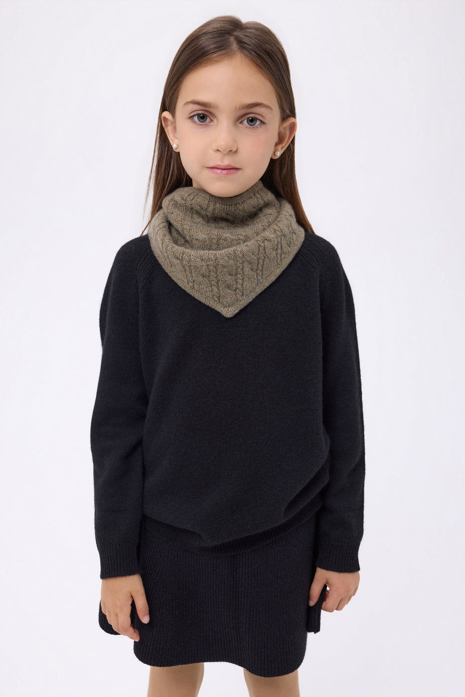 Echarpe Triangle Torsades Tory - Khaki Chine - Enfant