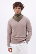 Bufanda triangular de punto trenzado Tory - Caqui jaspeado - Hombre