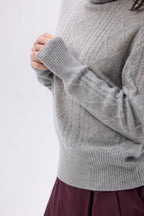 Pull Col Roulé Torsades Oversize Tory - Gris Clair - Femme