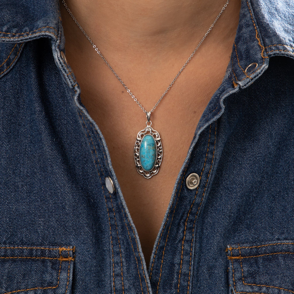 Mani Turquoise Pendant 7.57Ct And Sterling Silver