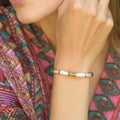 Pulsera de ópalo blanco con ópalo rosa y malaquita Necalli