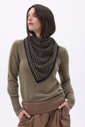 Bandana Triangle Rayé - Khaki Chine Noir - Femme
