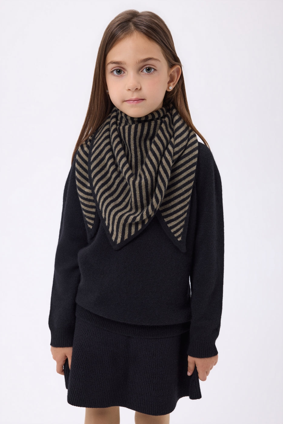 Bandana triangular de rayas - Caqui jaspeado negro - Niño