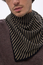 Bandana triangular de rayas - Caqui jaspeado negro - Hombre