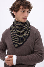 Bandana triangular de rayas - Caqui jaspeado negro - Hombre