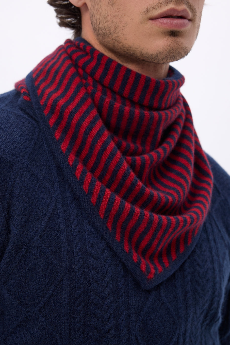 Bandana Triangle Rayé - Marine Rouge - Homme