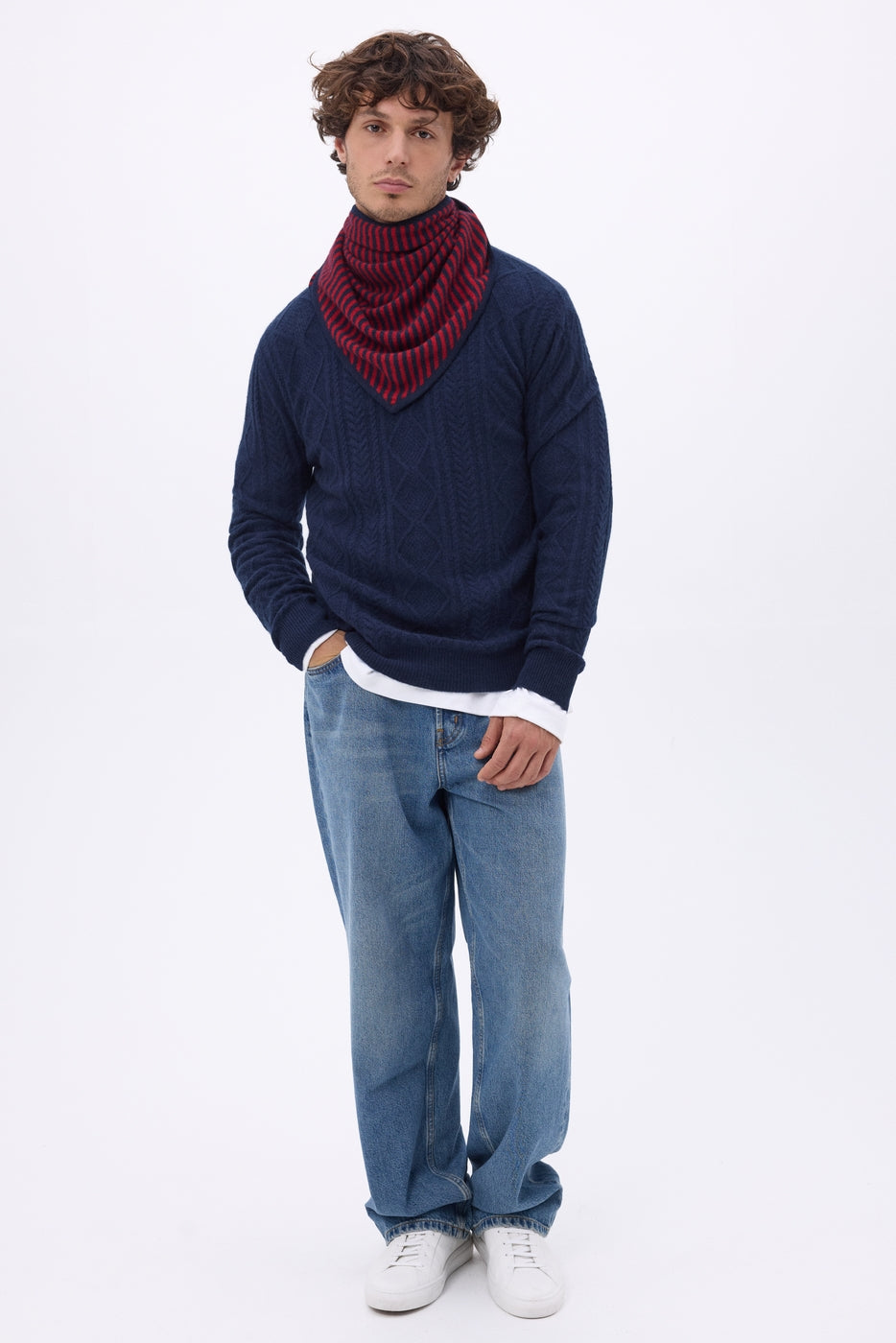 Bandana Triangle Rayé - Marine Rouge - Homme
