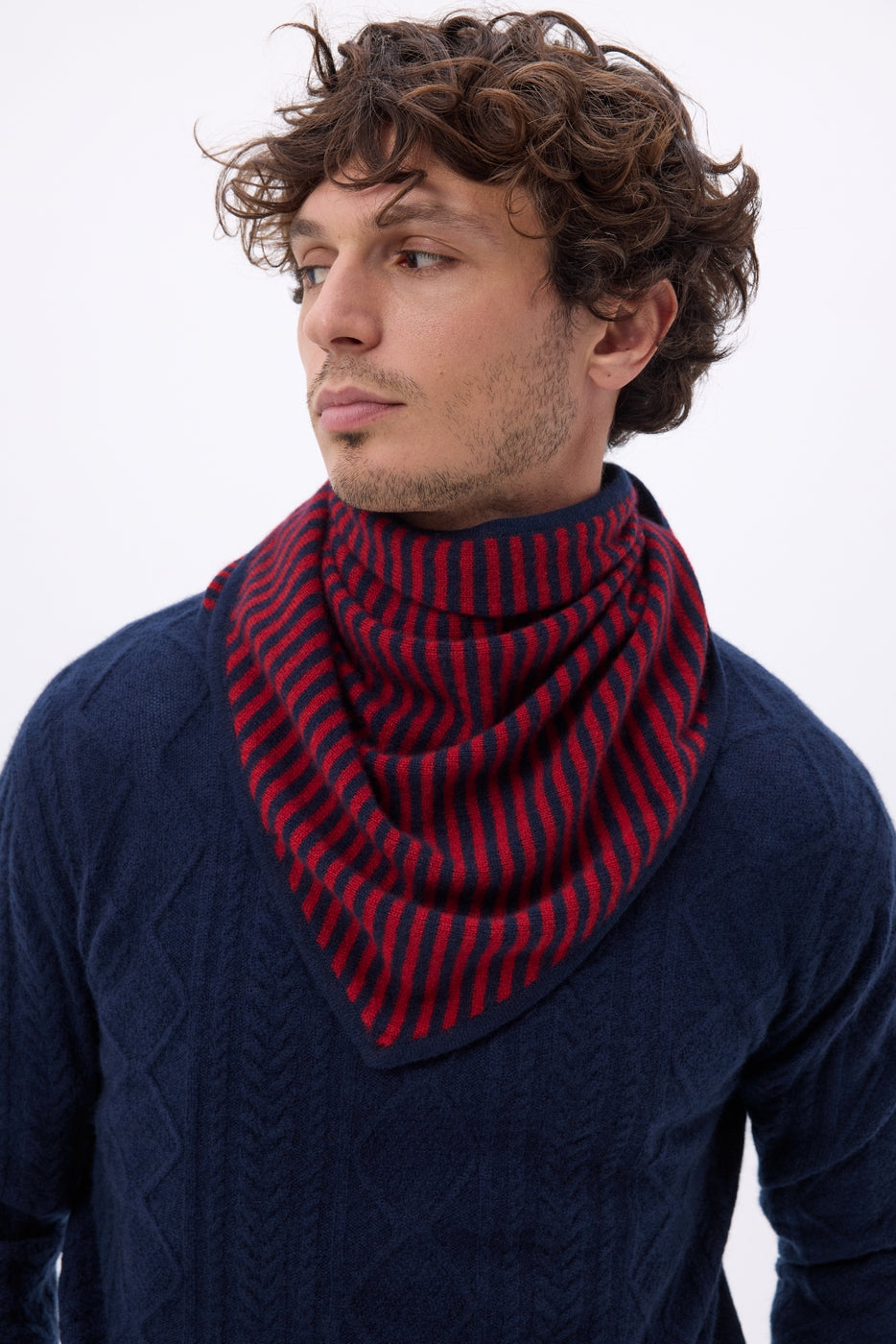 Bandana Triangle Rayé - Marine Rouge - Homme
