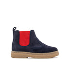 Pom d'Api – Pom D'Api - Trix Jod Zip - Marine, kinderschoen, laarsje van marineblauw suède met rood elastiek