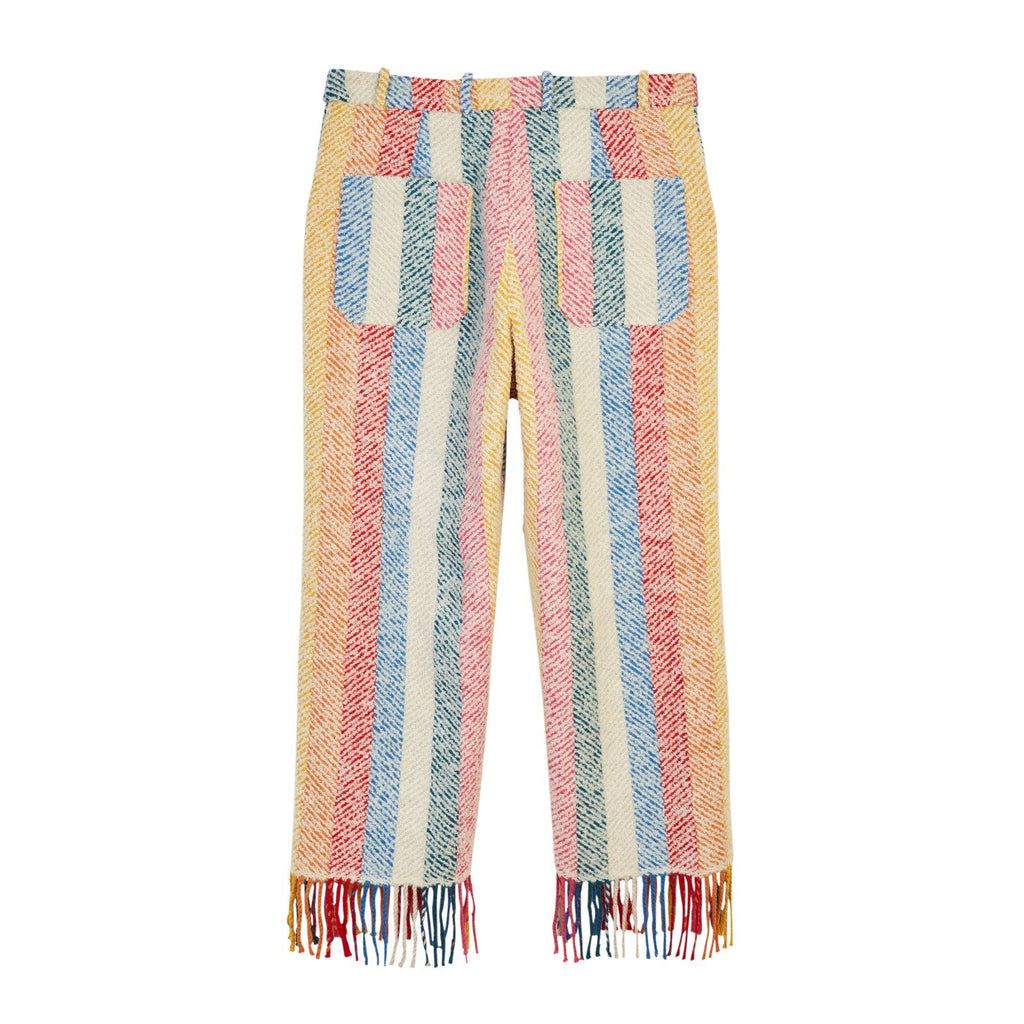 Pantalon Stripe Blanket Fringed Hem