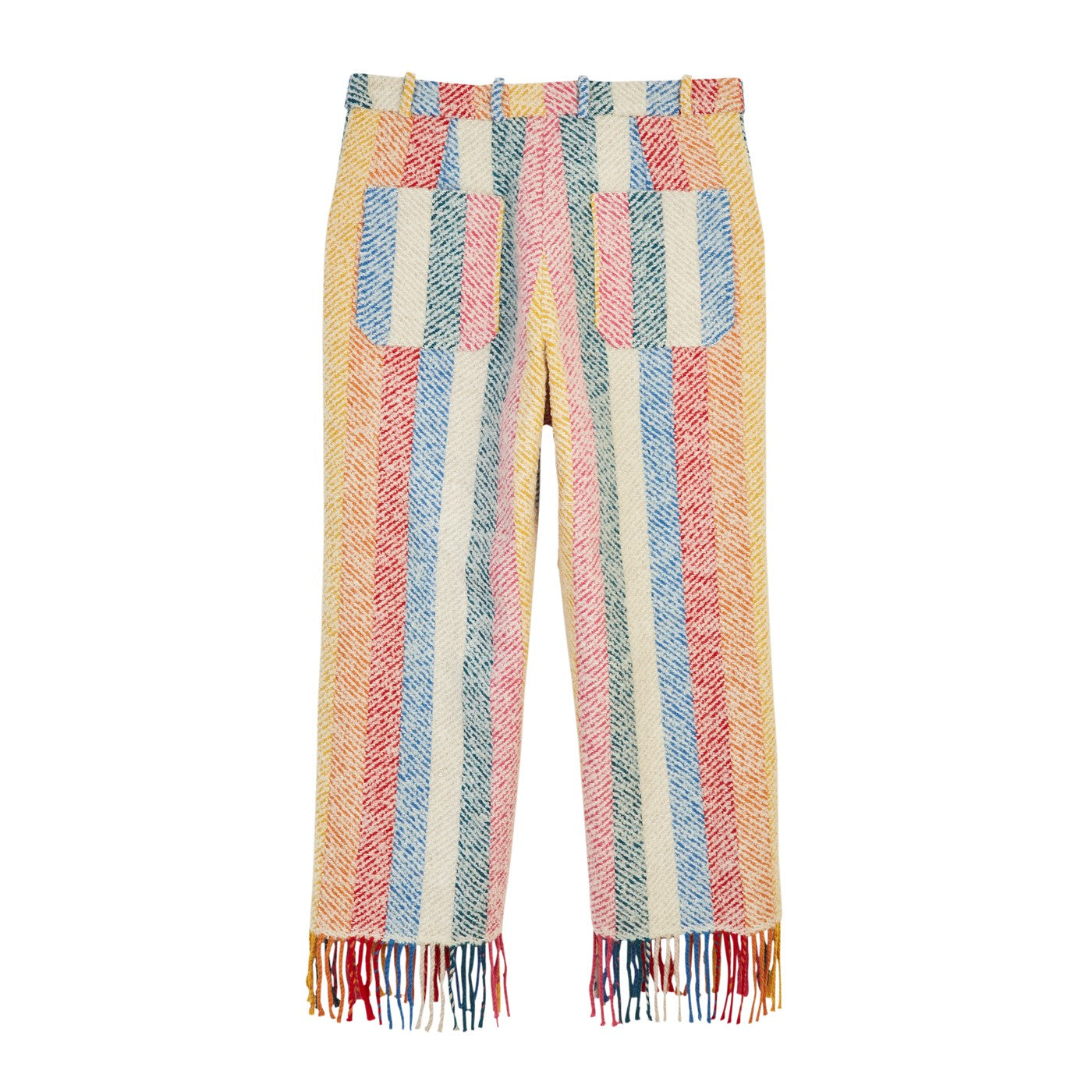 Pantalon Stripe Blanket Fringed Hem