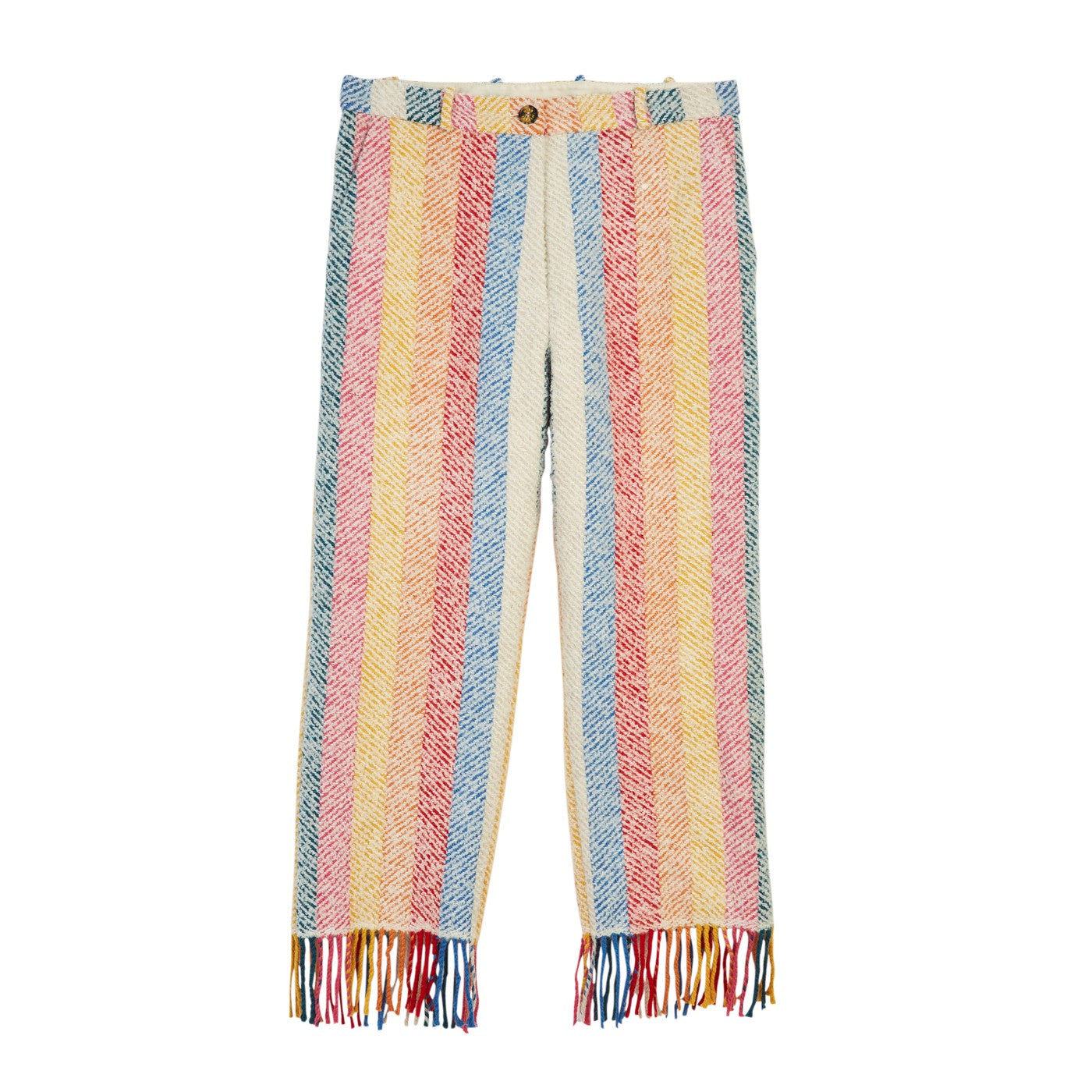 Pantalon Stripe Blanket Fringed Hem