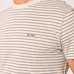 T-Shirt En 100% Coton Bio Authentique - Rayé Noir Et Beige