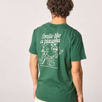 T-Shirt In 100% Cotone Biologico Billy - Verde, Stampa "Smile Like A Piranha"