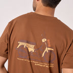 T-Shirt In 100% Cotone Biologico Roadtrip - Marrone, Stampa Scooter