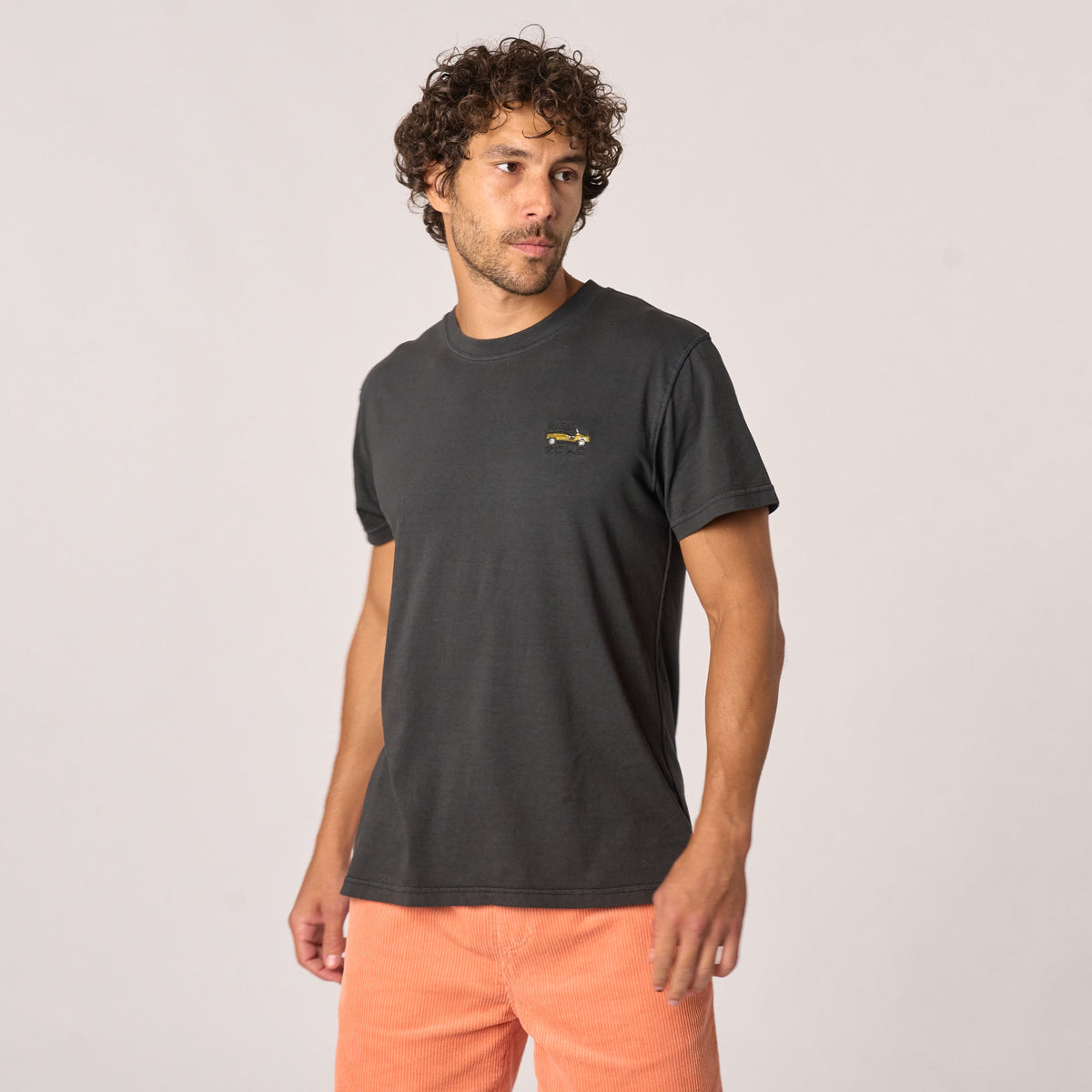 T-shirt in 100% cotone biologico Roadtrip - Nero, ricamo Mehari