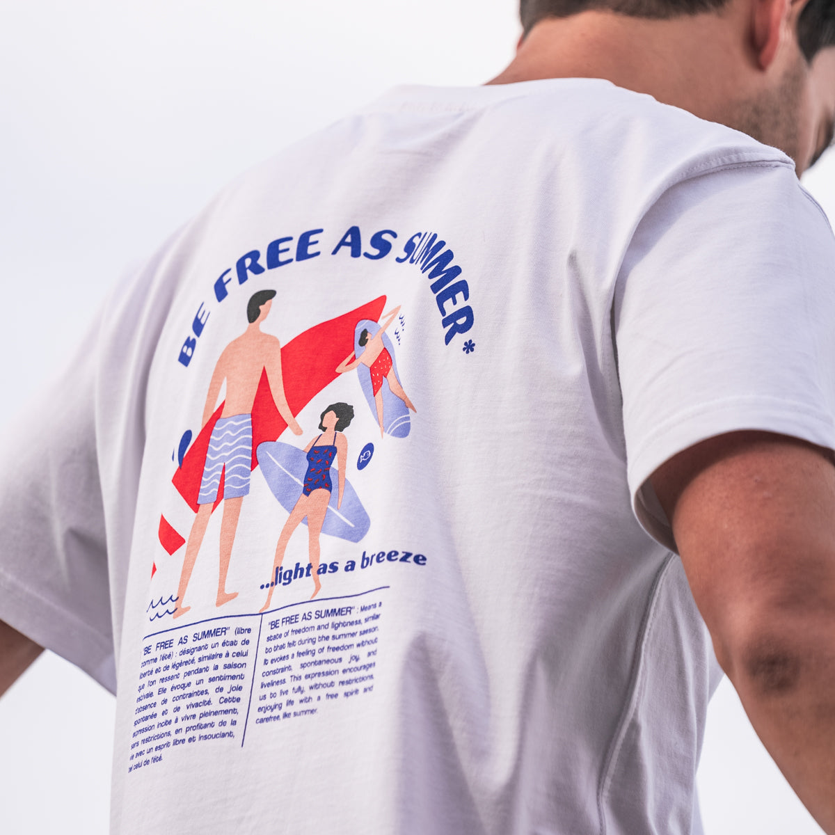 T-shirt in 100% Cotone Biologico Surfista - Bianco, Stampa Surfista