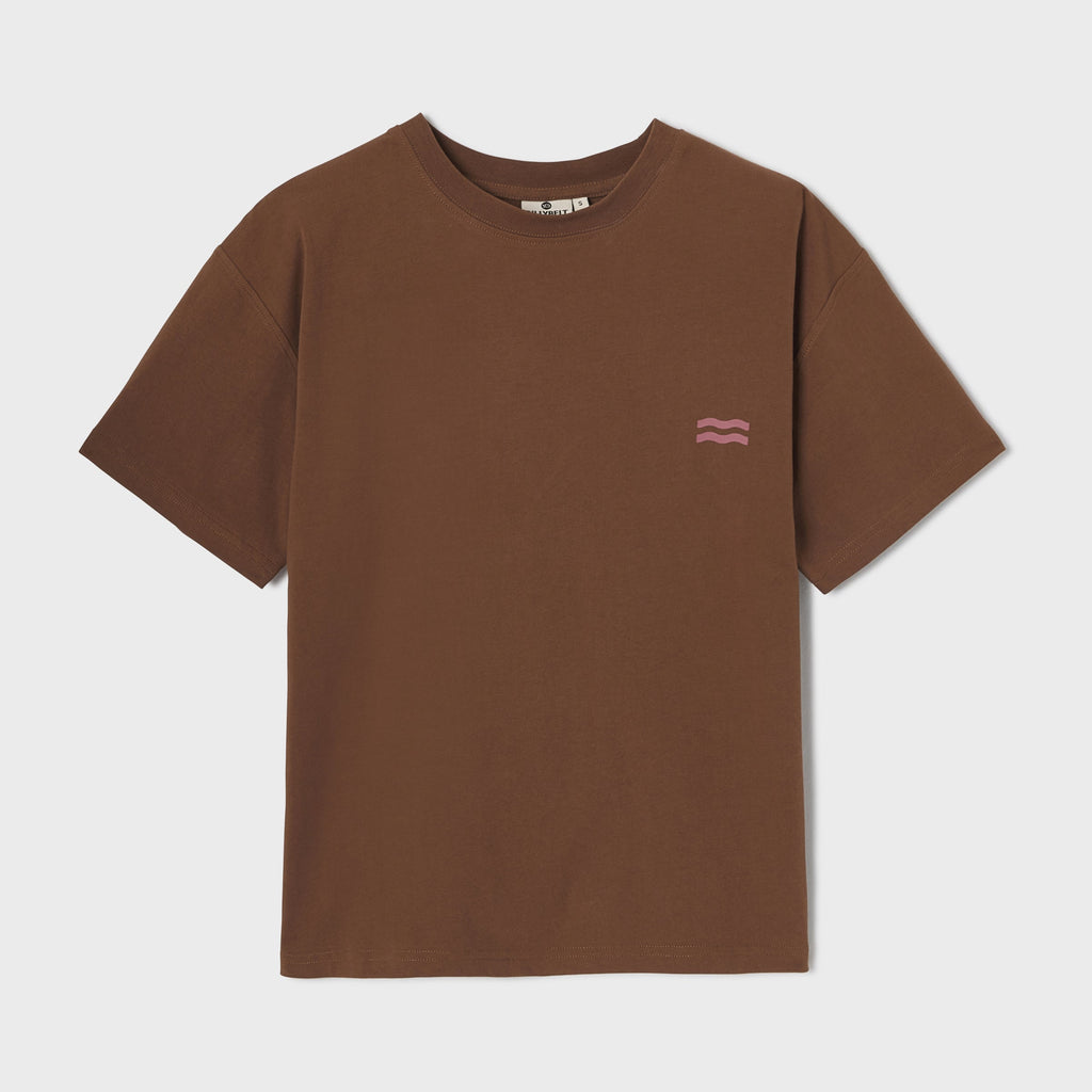 T-Shirt Donna In 100% Cotone Biologico - Marrone, Stampa Sole