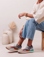 Danaé Low Sneakers - Suede And Lime Gray Mesh