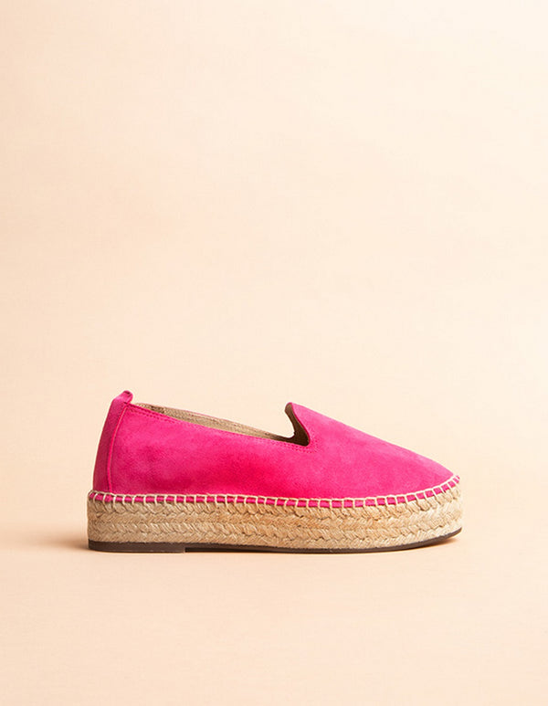 Taormina Flat Espadrilles - Fuchsia Suede Leather - Women