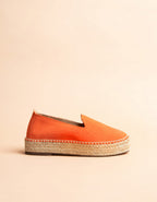 Espadrilles Plates Taormina - Cuir Daim Orange - Femme