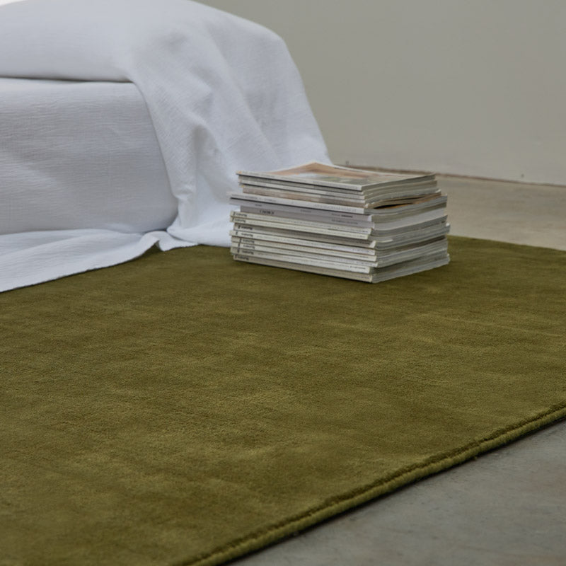 100% New Zealand Wool Rug - Olive Green