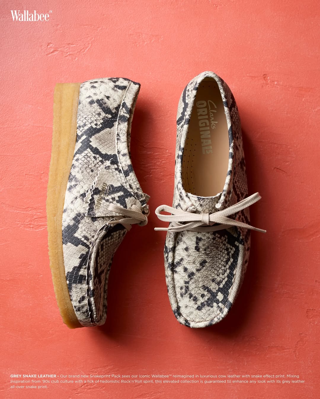 Wallabee Loafer - Gray Snake Leather - Women's