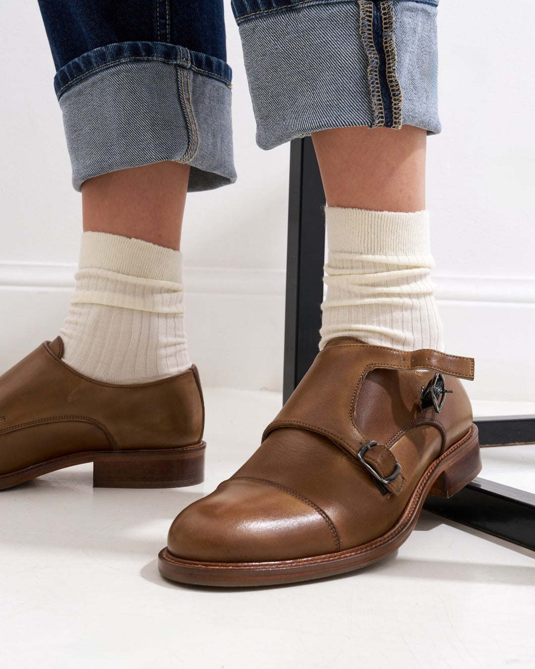 Monk Strap con puntera recta - Caqui - Mujer