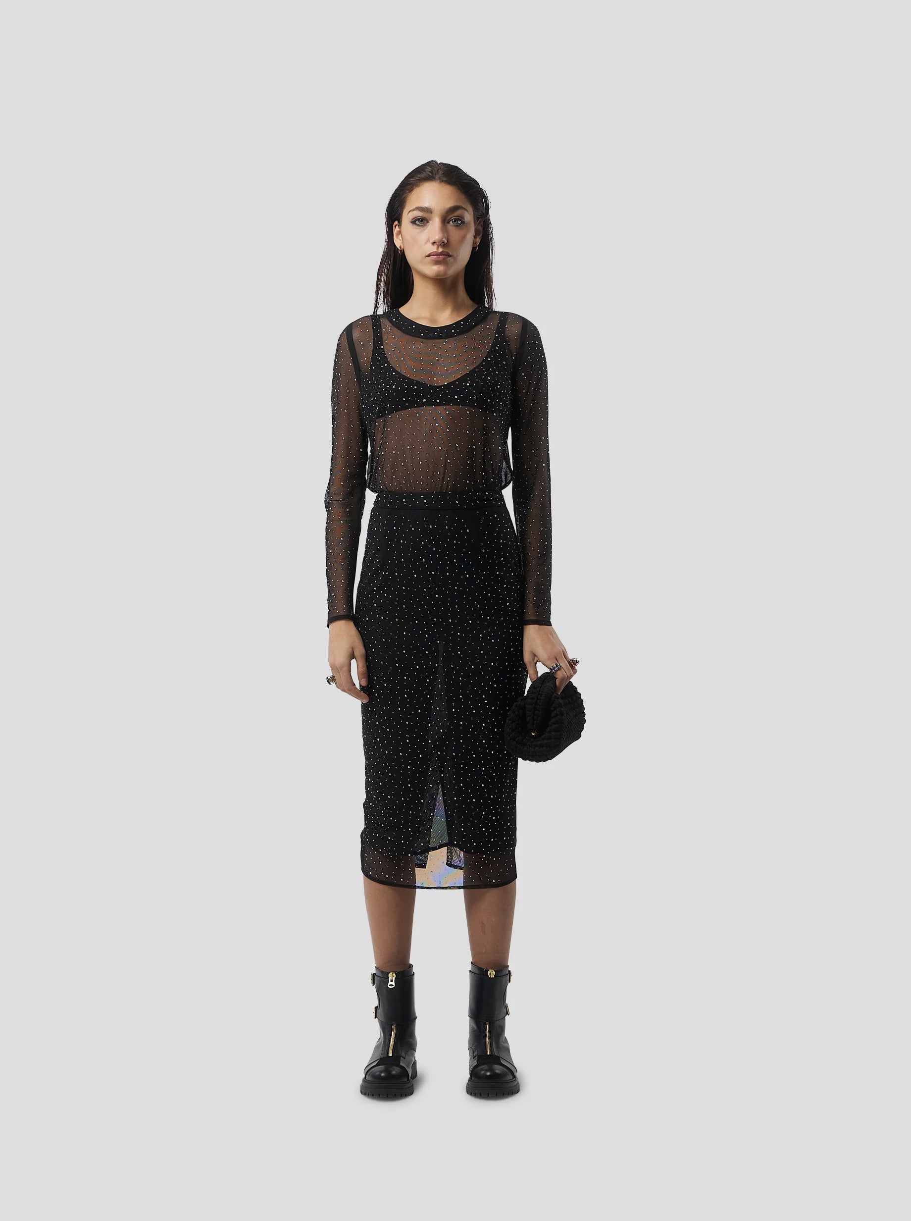 Jupe Fox In Fragmented Black Soft Mesh