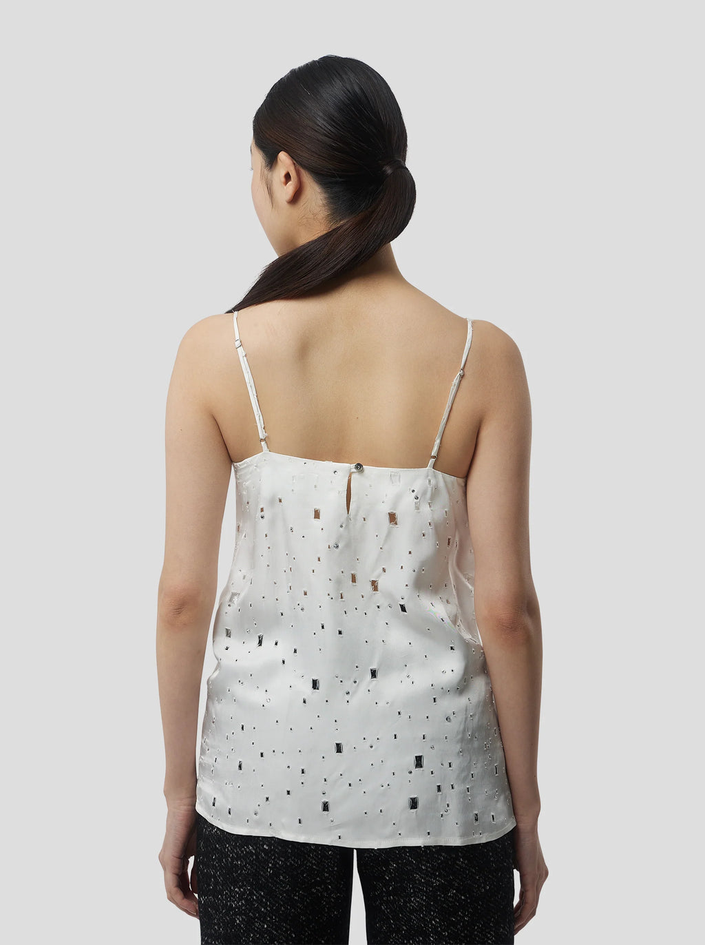 Top Nelson In White Shimmered Voile With Saboté And Inlays