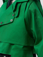 Trevor Cropped Trench Coat in Technical Kelly Green Fabric