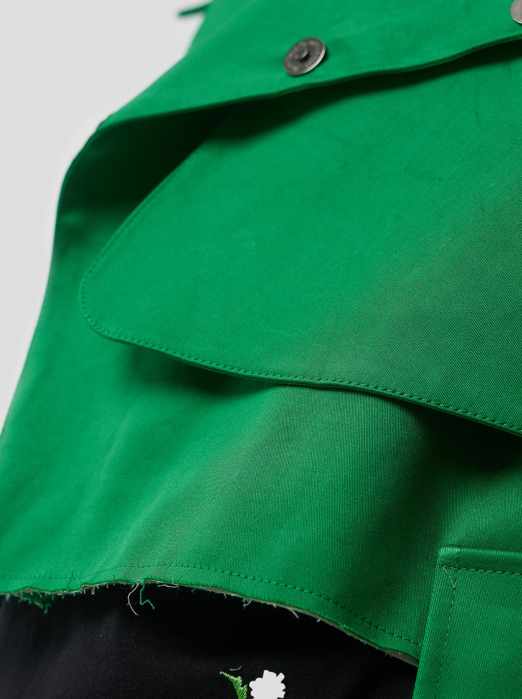 Trevor Cropped Trench Coat in Technical Kelly Green Fabric