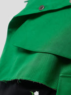 Trevor Cropped Trench Coat in Technical Kelly Green Fabric