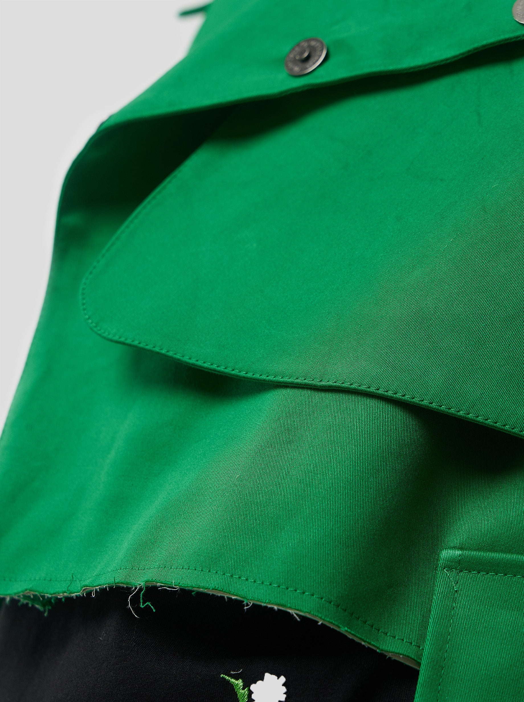 Trevor Cropped Trench Coat in Technical Kelly Green Fabric