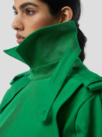 Trevor Cropped Trench Coat in Technical Kelly Green Fabric