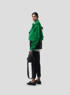 Trevor Cropped Trench Coat in Technical Kelly Green Fabric