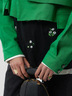 Trevor Cropped Trench Coat in Technical Kelly Green Fabric