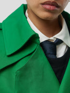 Trevor Cropped Trench Coat in Technical Kelly Green Fabric