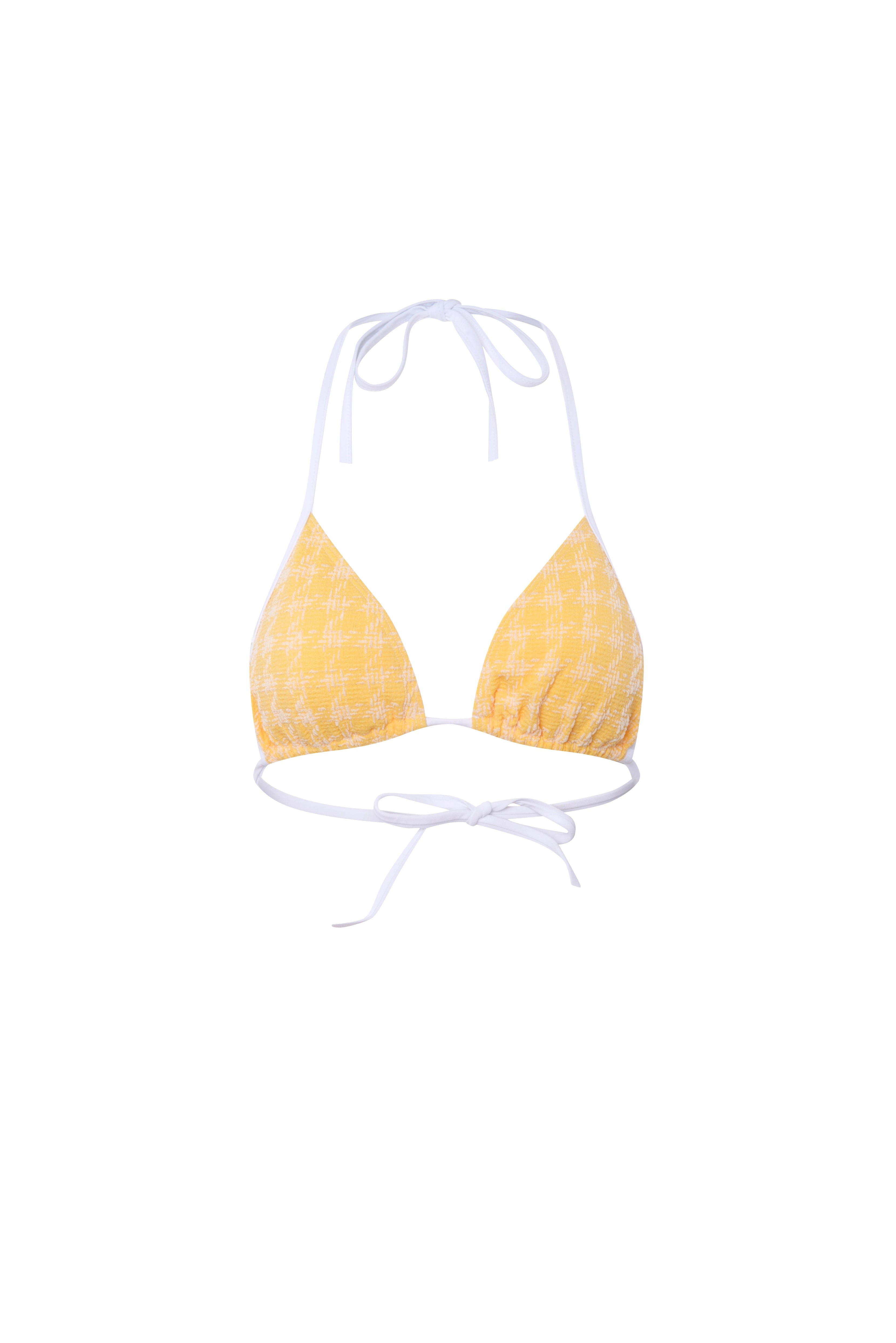 Bikini de triángulo a cuadros amarillo