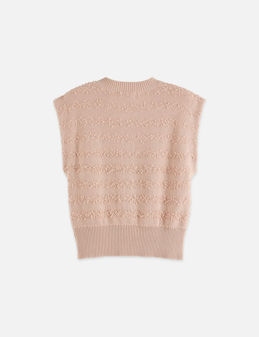 Cardigan Boucle Stripe Crew Neck - Rose Dust