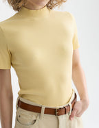 T-shirt Mock Neck Rib - Parsnip