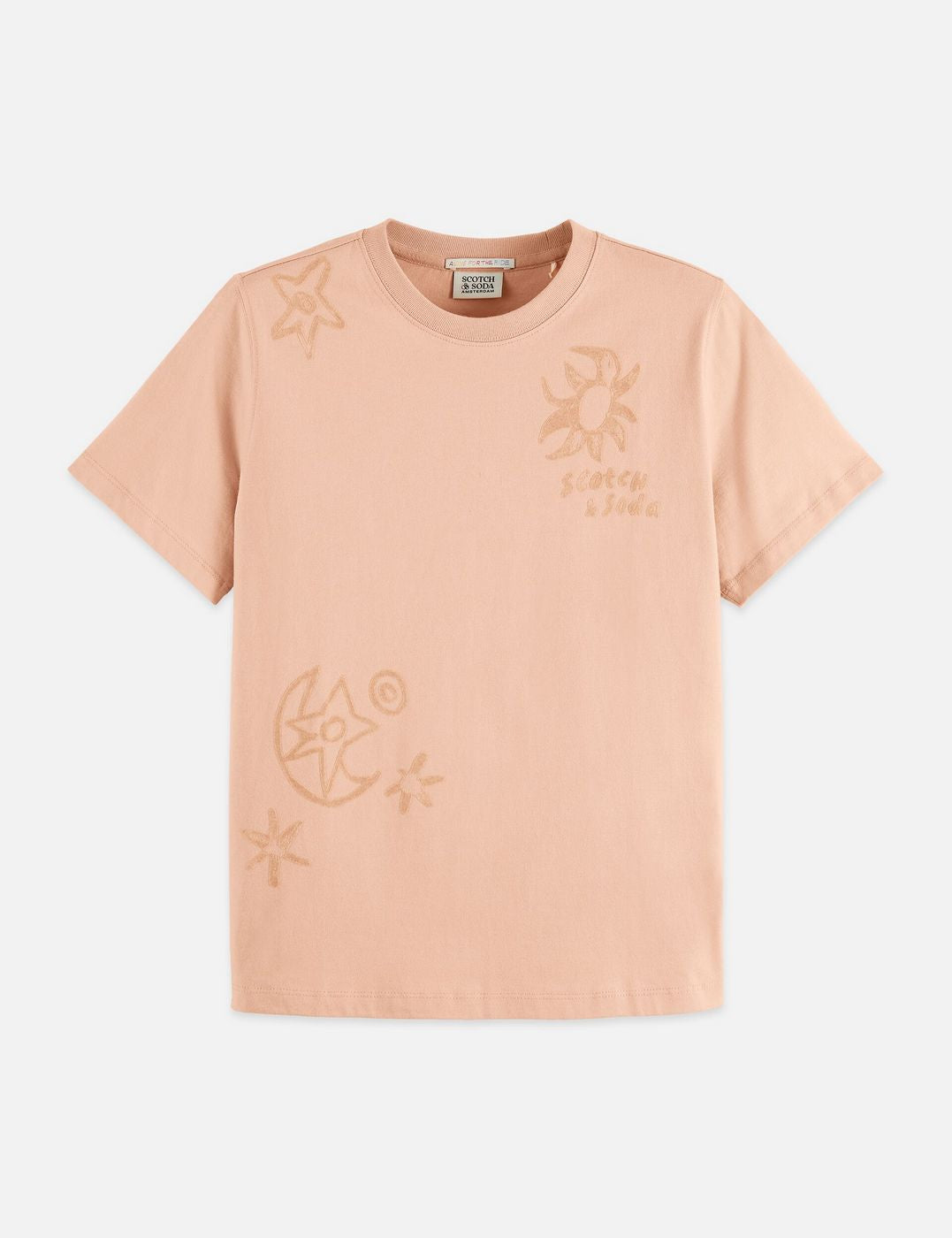 T-shirt Regular Fit With Flock Print - Rose Dust