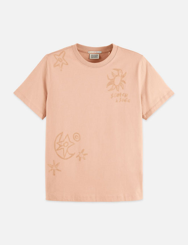 T-shirt Regular Fit With Flock Print - Rose Dust