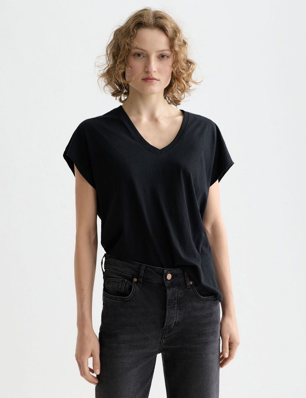 T-Shirt Core Slub V-Neck - Black
